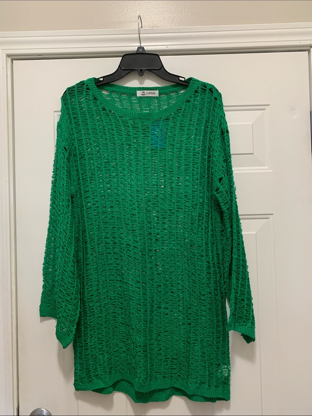 3/$15 NWT Cupshe Emerald Green Open-Knit Scoop Neck Swim Cover Up Size Medium
